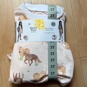 Burt's Bees Kids 4 piece Pajama Horses & Ice Cream Set 3T New
